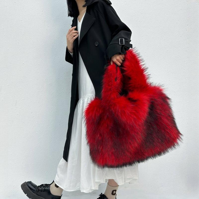 Зимние новые модные мягкие плюшевые женские сумки большой емкости темперамент меховая женская большая сумка тоут европейские и американские ретро женские сумки через плечо