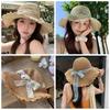 French Style Bow Ribbon Straw Hat Big Brim Women's Sun Hat Sweet Lace Straw Hat Outdoor
