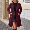 Women's Casual And Fashion Jacket Solid Color Lapel Double Button With Pockets Coat
