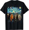 Funny Cat Starry Night Van Gogh T-Shirt