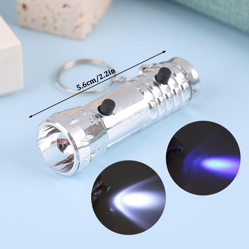 Мини светодиодный фонарик-брелок с фиолетовым светом Blu-Ray фонарик с ультрафиолетовыми лучами для обнаружения денег Портативный двойной фонарик-вспышка