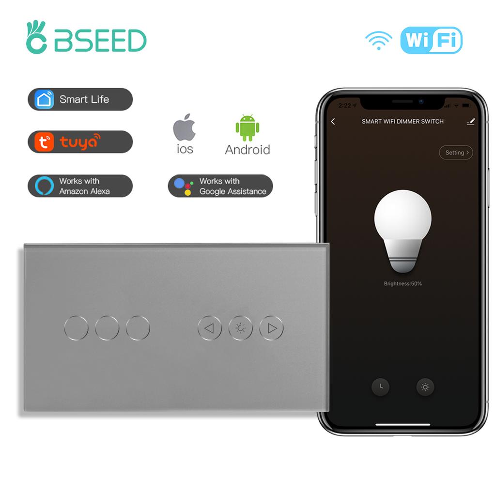 BSEED WiFi Диммерный выключатель 1 клавиша 1 направление Умные сенсорные выключатели Светодиодные лампы Плюс Обычная EU розетка с USB Type-C Tuya Smart Life App