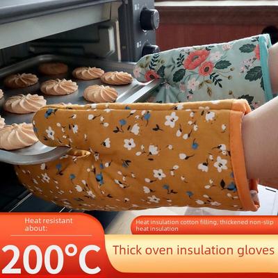Хлопковые перчатки для духовки и микроволновой печи: Теплоизолированные кухонные перчатки для выпечки с треугольными ручками для кастрюль