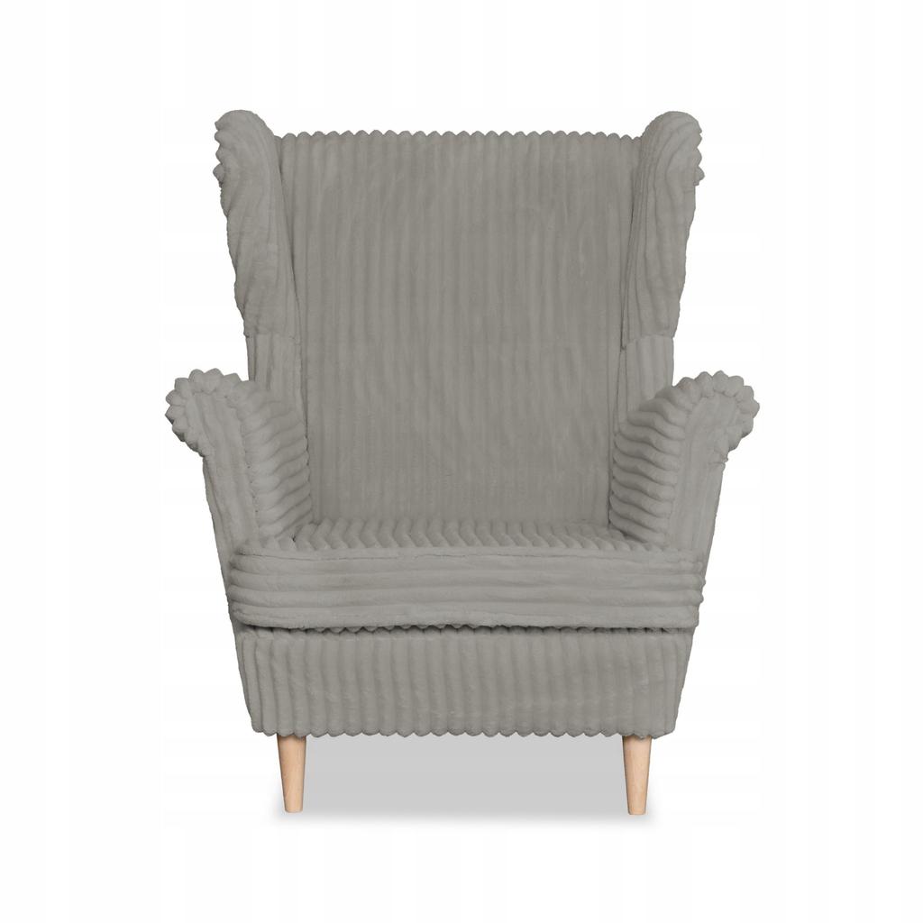 Fotel uszak Rene z podnóżkiem skandynawski Family Meble szary sztruks