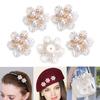 5PCS DIY Craft Crystal Flower-shaped Pearl Hairpins Rhinestone Buttons Headwear Clip Pearl Button