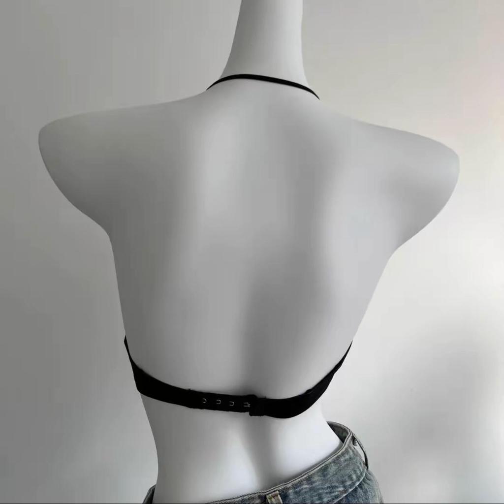 Summer Seamless Lace Backless Camisole Bra for Women - Gathering, Thin Straps, U-Back Design.