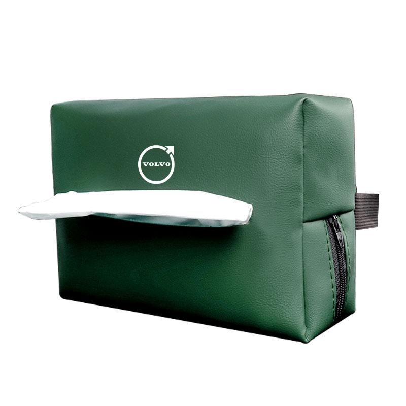 Leather Car Tissue Box Sun Visor Seat Back Hanging Bag Accessories For Volvo Rdesign V60 V40 XC90 S60 C30 XC60 V50 V70 S90 AWD