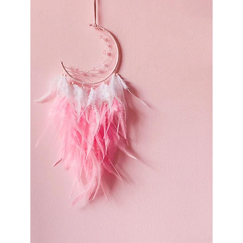 Dream Catcher Pink Feather Wind Chime Hand-made Outdoor Garden Curtain Hanging Ornaments Birthday Christmas Gift Home Decoration