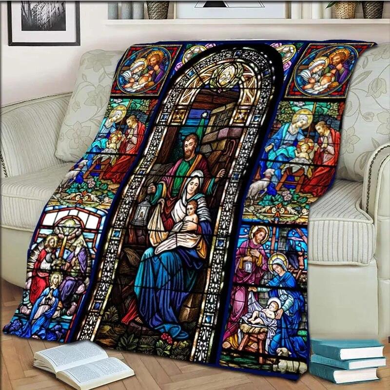 Одеяло с Девой Марией и Иисусом для офиса, дома, пешего туризма, пикника, толстое одеяло, модное покрывало, фланелевое одеяло, пледы