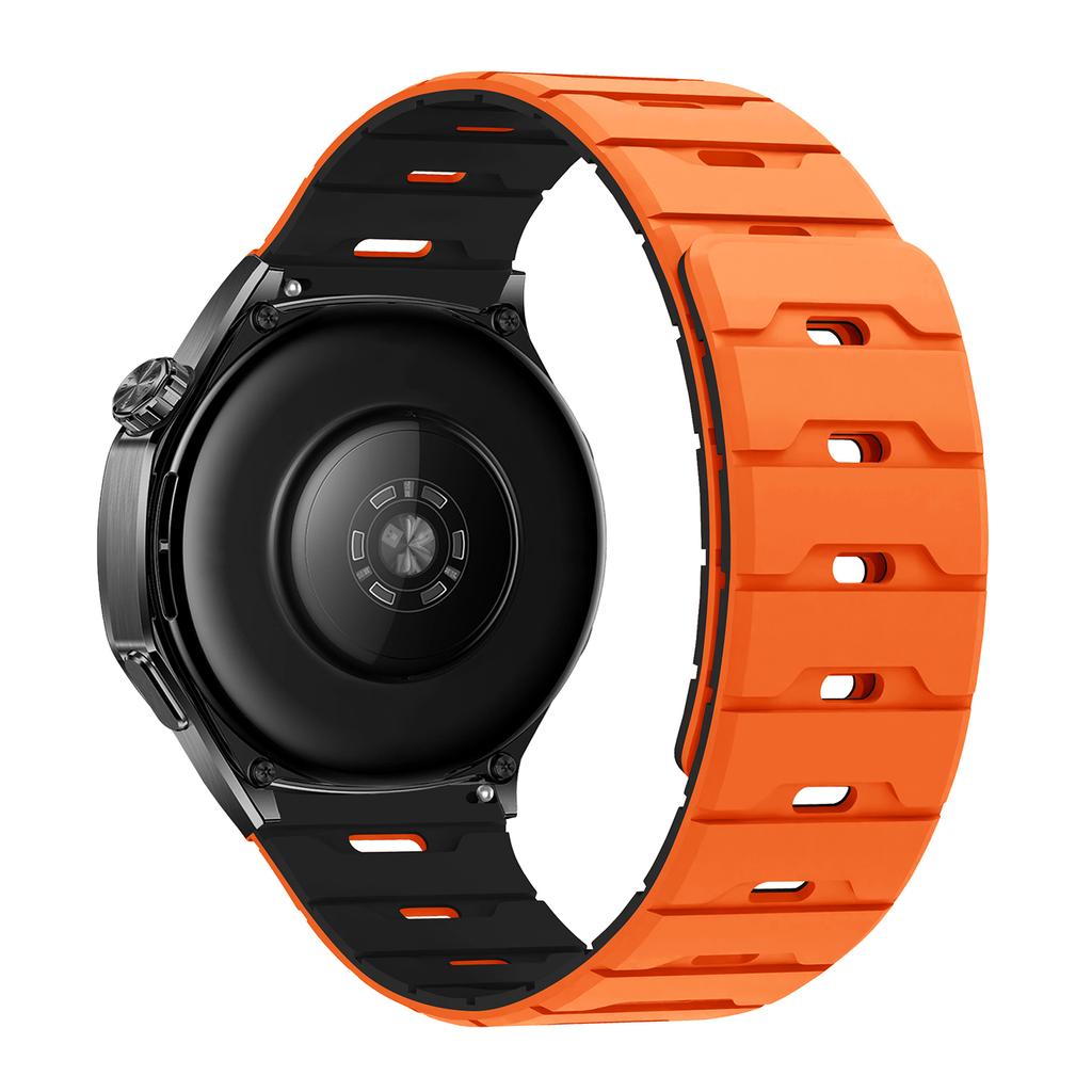 Scale Texture Two‑Tone Magnetic Silicone Watch Band 18/20/22mm Flat End Quick Release Strap for Huawei Samsung Xiaomi Garmin