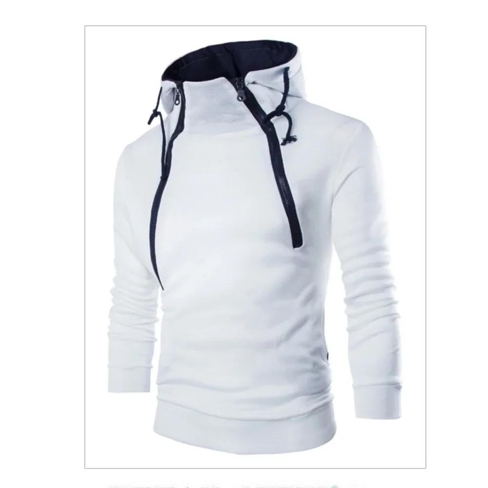 Осень-зима толстовки для мужчин модные молнии дизайн пуловеры с капюшоном с длинным рукавом уличная повседневная уличная одежда