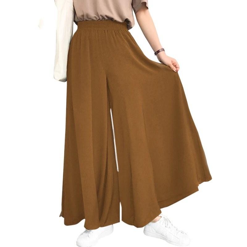 Spring Autumn Elastic Wide Leg Pants Women Solid Color Full Length Wide Leg Trousers Female Casual Plus Size Ladies Pants