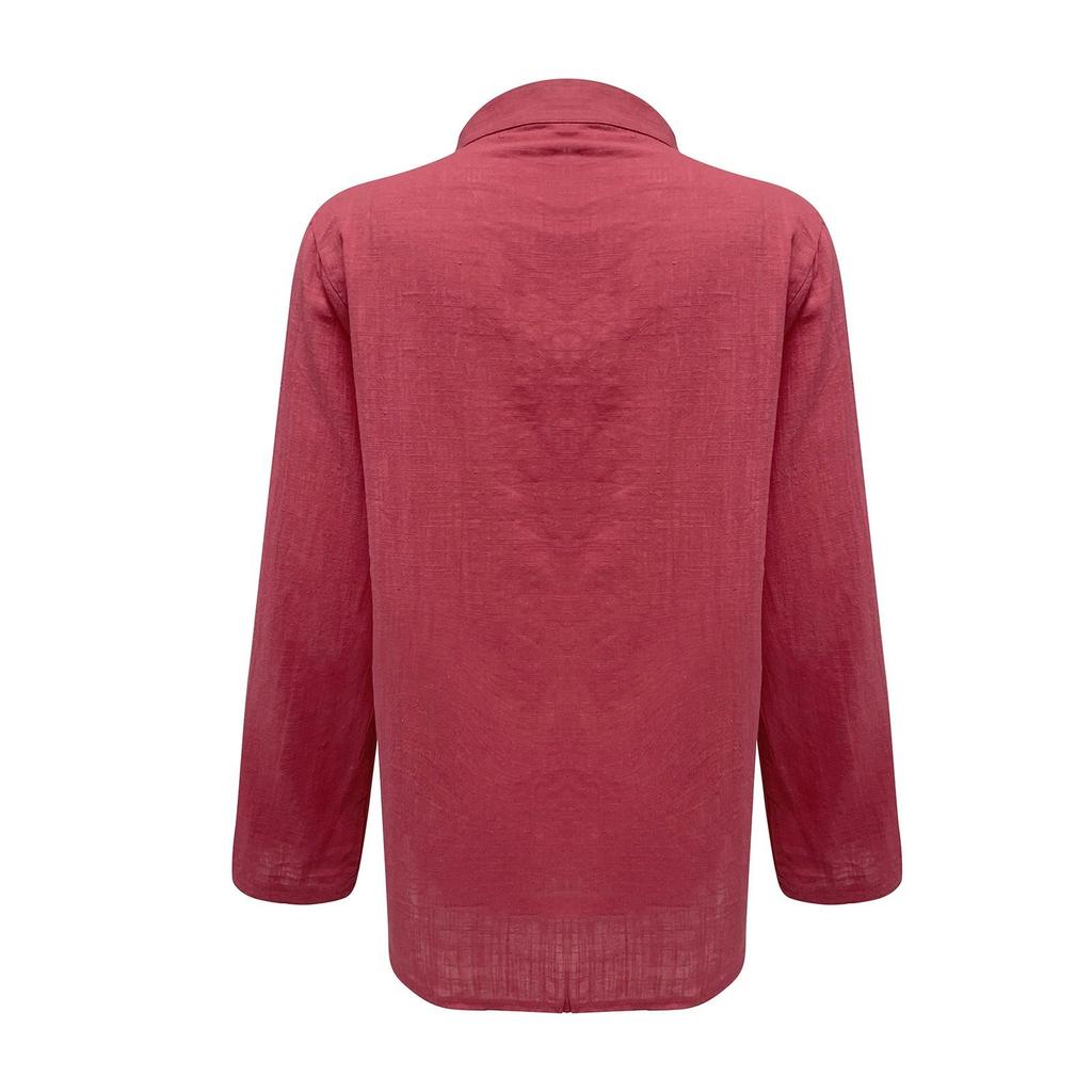 Tops V-Neck Shirt Blouse Tunic Long Shirt Large Sizes Linen Tops Plain T-Shirt Loose Elegant Pullover