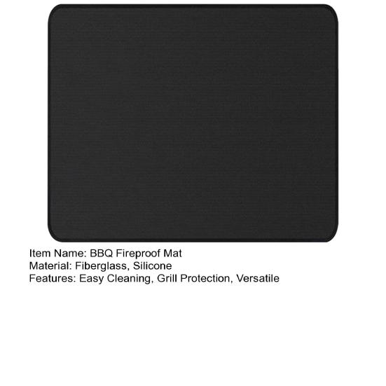 BBQ Fireproof Mat for Outdoor Grill Double-Sided Silicone Coating Waterproof