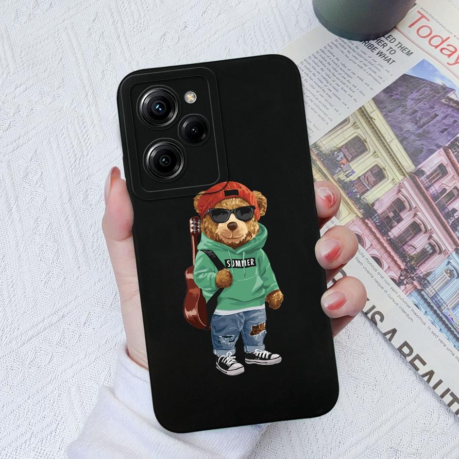 Чехол для телефона Xiaomi Poco M4 Pro X3 X4 X5 Pro C40 C50 C55 M3 с милым медведем, мягкий жидкий силикон, противоударный матовый чехол для бампера Xiaomi Poco