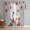 Snowman Pine Leaves Christmas Ball Curtains For Living Room Bedroom Home Decoration Window Voile Tulle Curtain Drapes