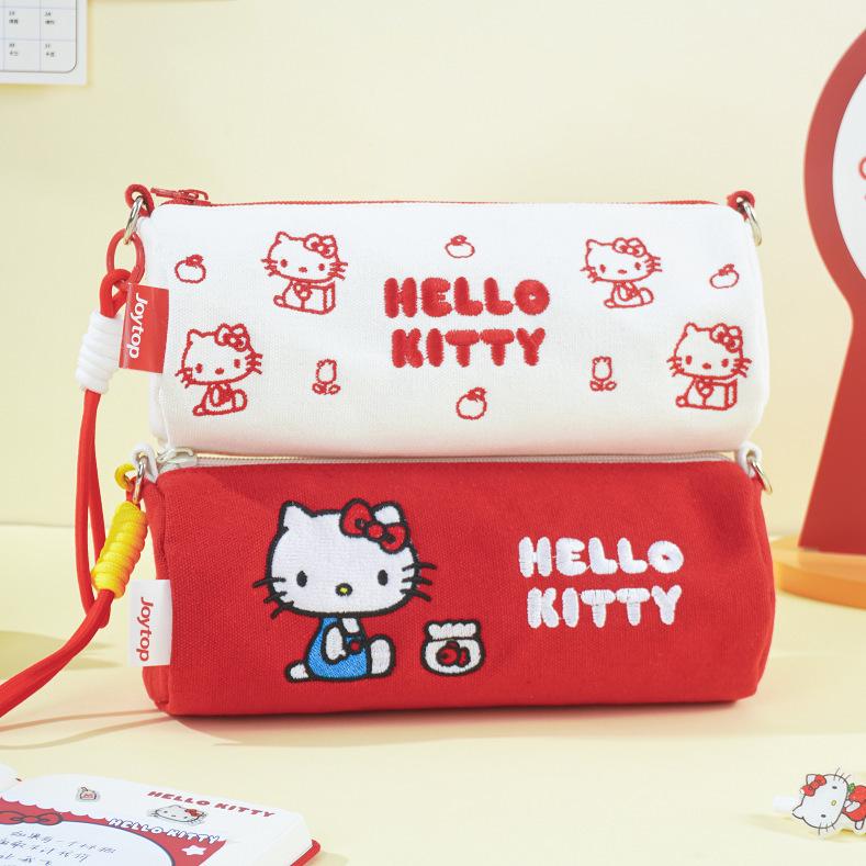 Large Capacity Hello Kitty Canvas Pencil Case - Cute Japanese Cartoon Stationery Bag