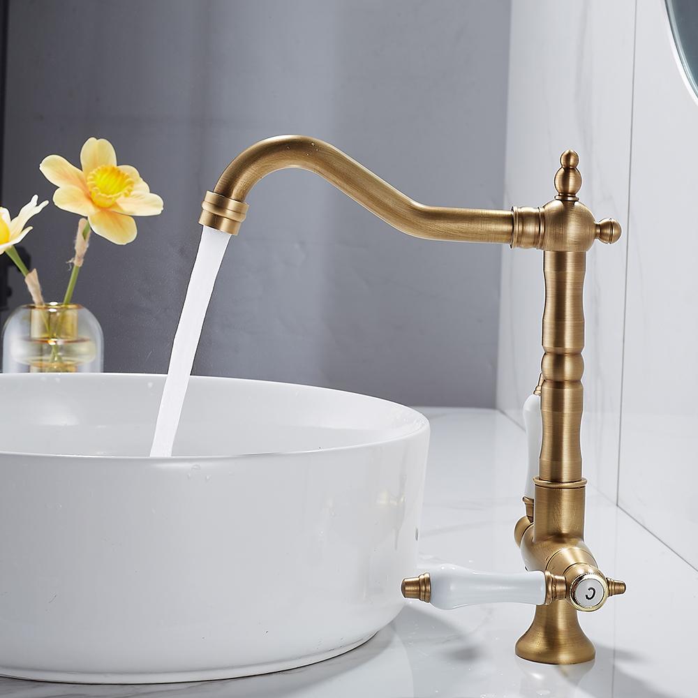 Европейский дворянский высокий смеситель для ванной комнаты, смеситель для раковины, кран для ванны, две ручки, смеситель для горячей и холодной воды, кран для раковины