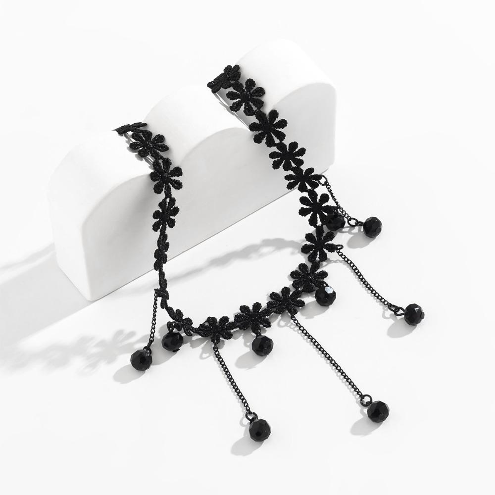 Water Droplet Shaped Lace Black Lace Pendant Choker Black Lace Chain Jewelry Girls Gifts