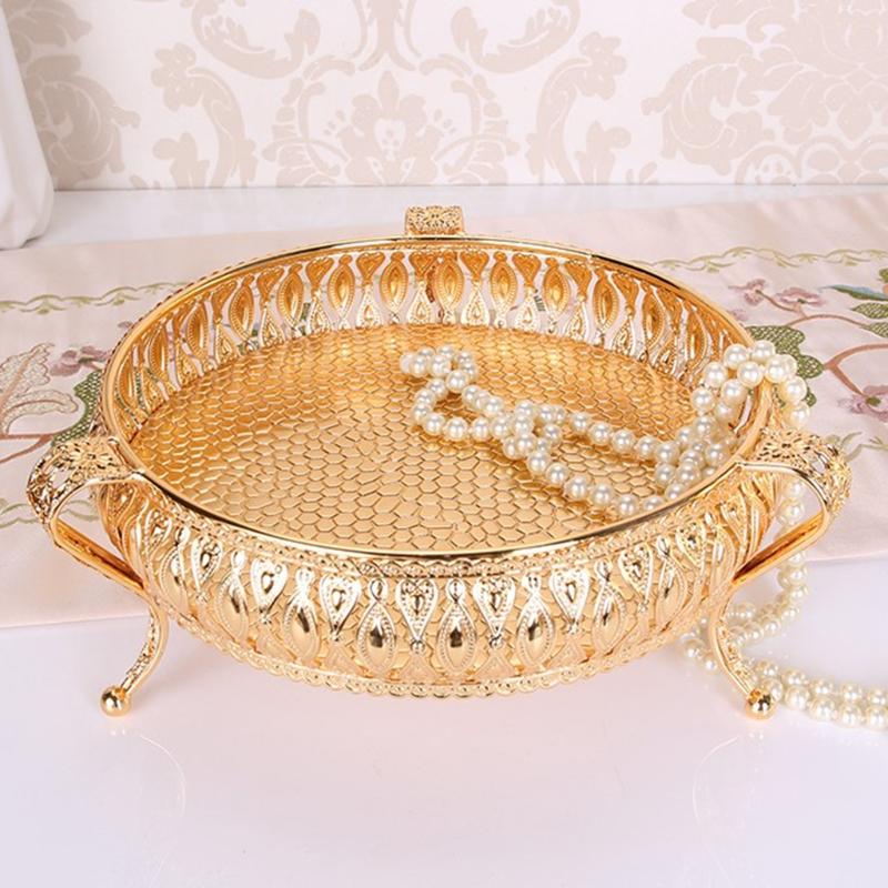 Европейский металлический поднос для фруктов, ящик для хранения, многофункциональная тарелка, свадебная чайная вечеринка, подставка для дисплея X3UC