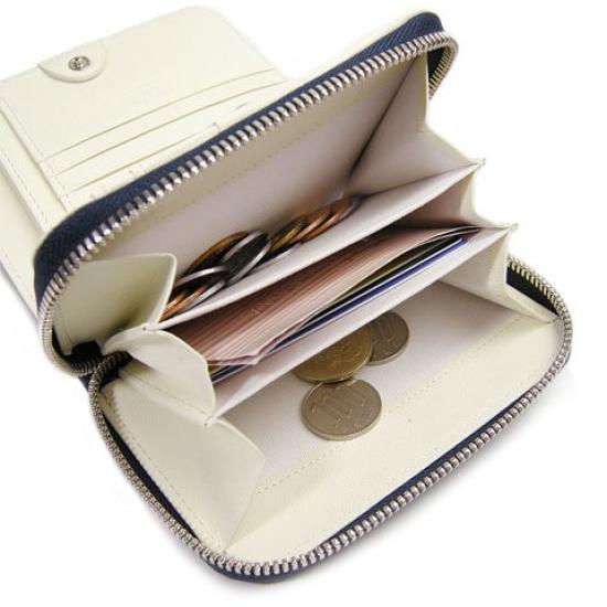 Porter Double Zip-Around Bifold Wallet 129-03736 (Navy x Natural)