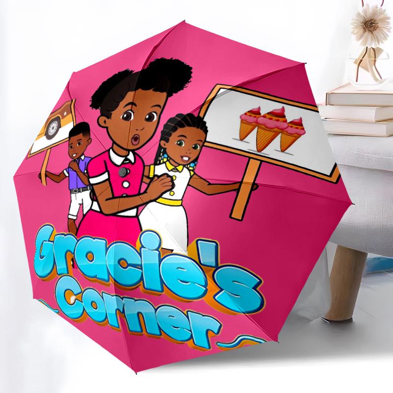 Gracie's Corner1 Print Automatic Umbrella, 8 Rib Iron Frame, Plastic Handle, Suitable for Outdoor Travel &Daily , Ideal Gift