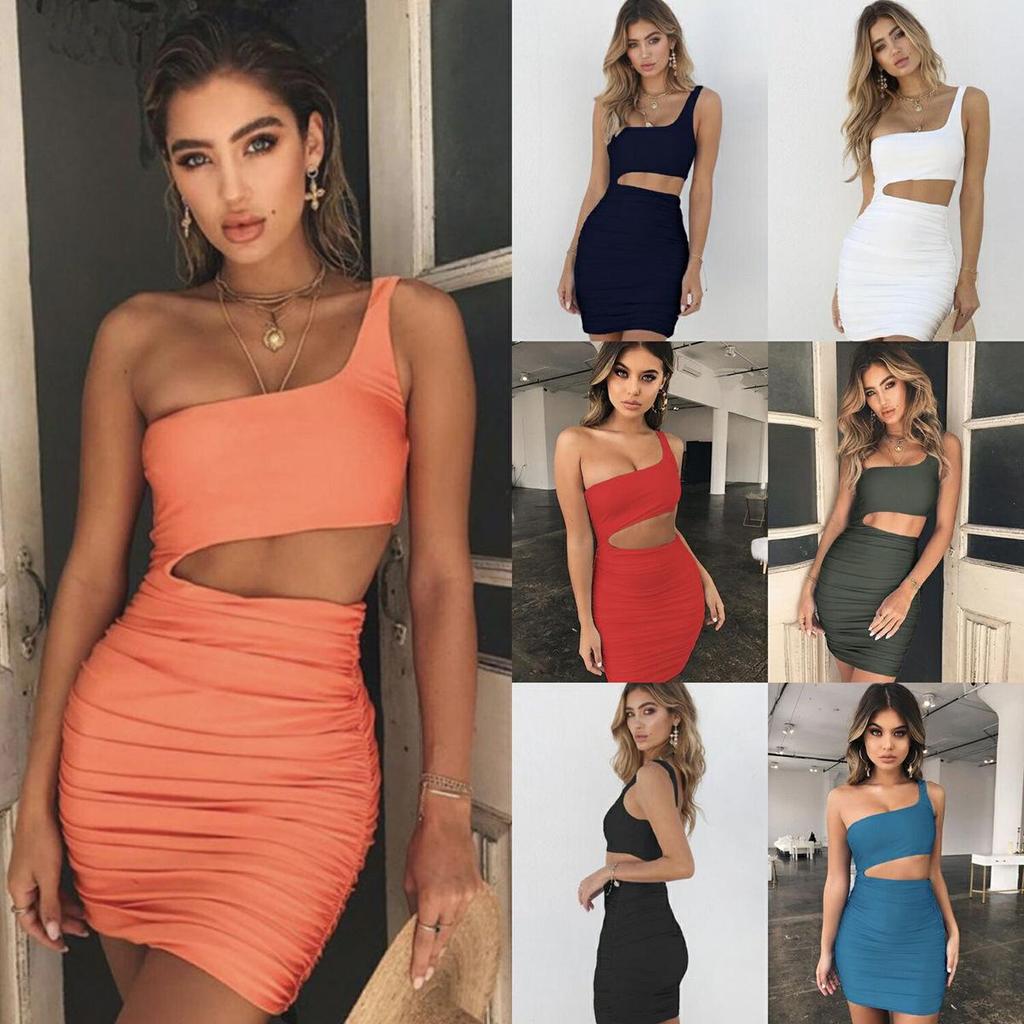 2025 Summer European & American Women's One-Shoulder Bodycon Dress - Sexy Nightclub Fashion Bestseller