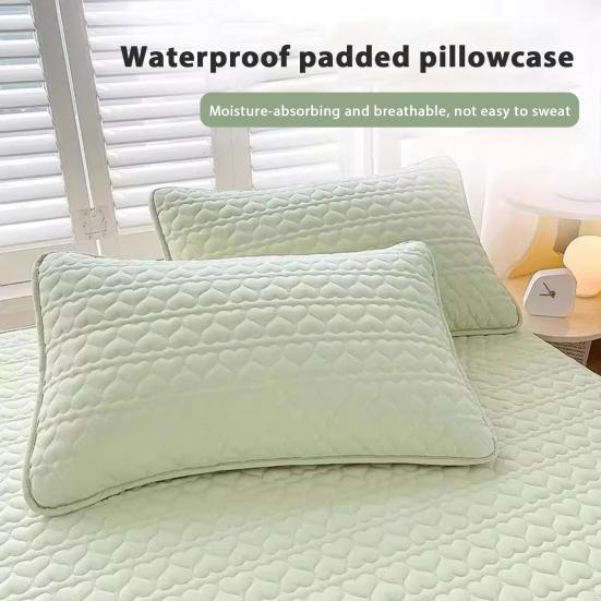 Pillow Cover Quilted Waterproof Pillow Protector Heart Pattern Envelope Pillowcase