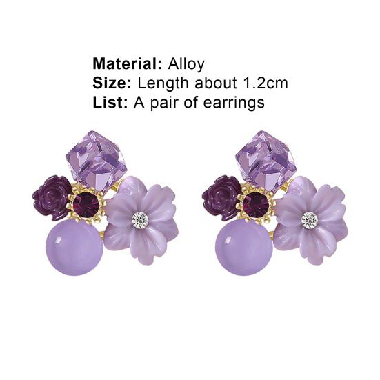 1 пара женских серег-гвоздиков с цветами и стразами, ювелирные изделия с кубическими искусственными кристаллами, серьги-гвоздики для