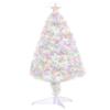 2.5Ft Prelit Artificial Tabletop Christmas Tree With Fibre Optics Holiday Home Xmas Decoration For Table And Desk White