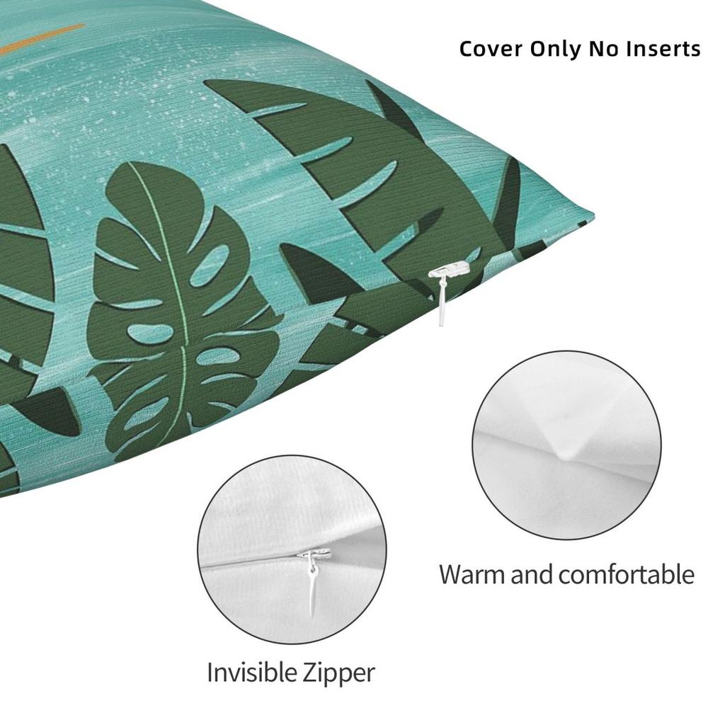 Tropical Surfer Girl Square Pillowcase Polyester Linen Velvet Pattern Zip Decor Throw Pillow Case Home Cushion Cover 18"