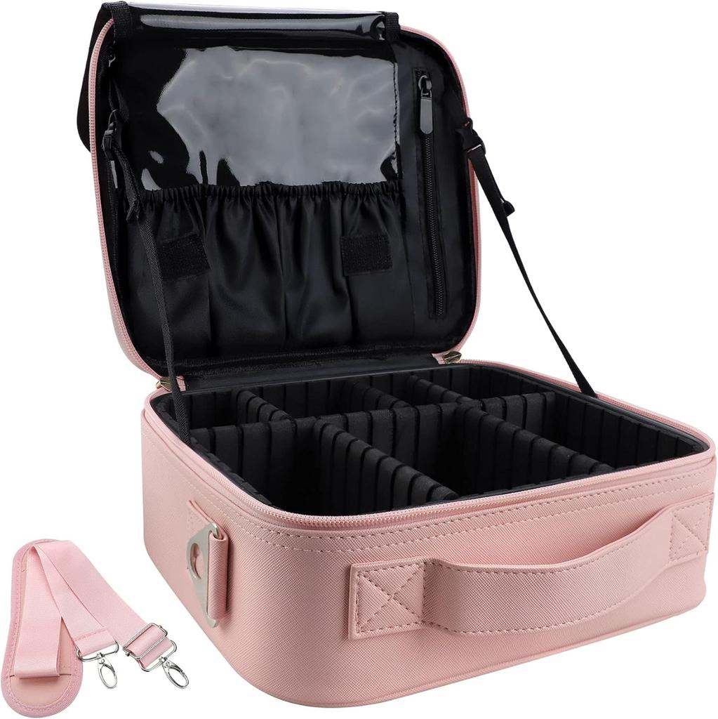 Women's cosmetic bag organizer case with compartments, perfect for traveling