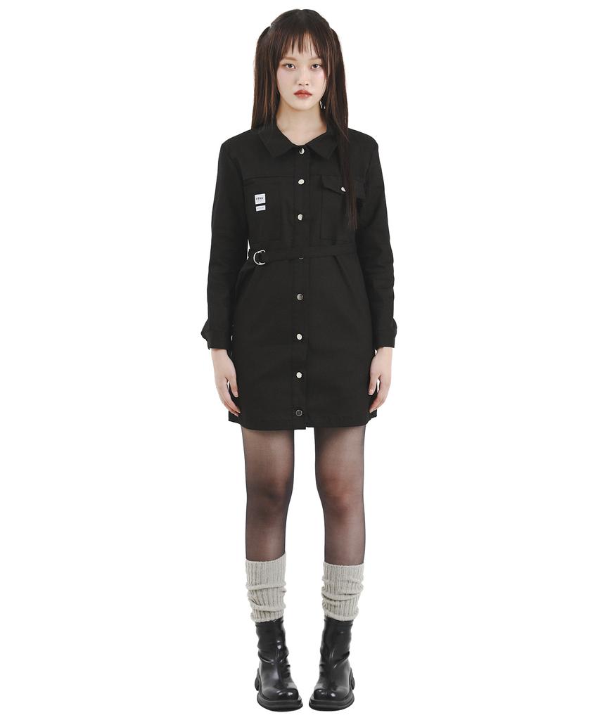 Catharsis Daily Cation Denim Mini Dress Brown Black S M