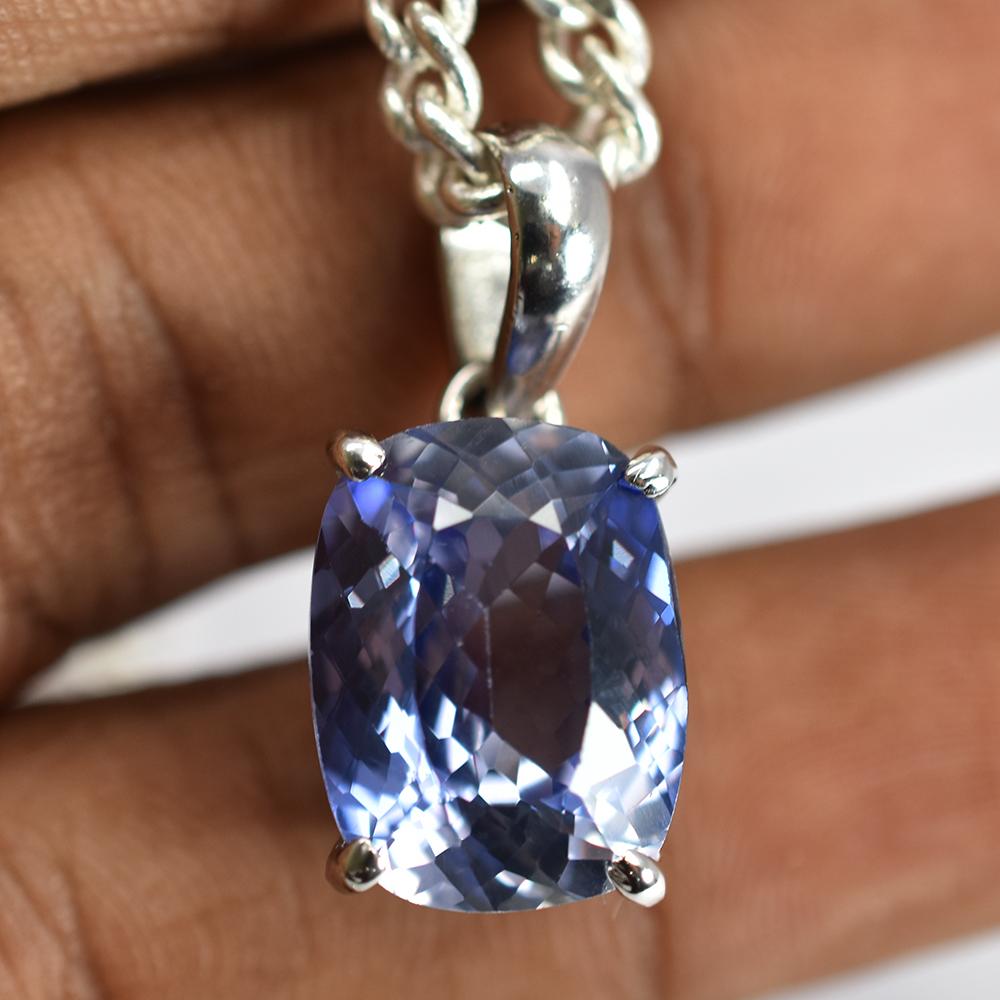Natural Blue Sapphire Pendant 23 ct 925 Sterling Silver Jewelry September Birthday Birthstone