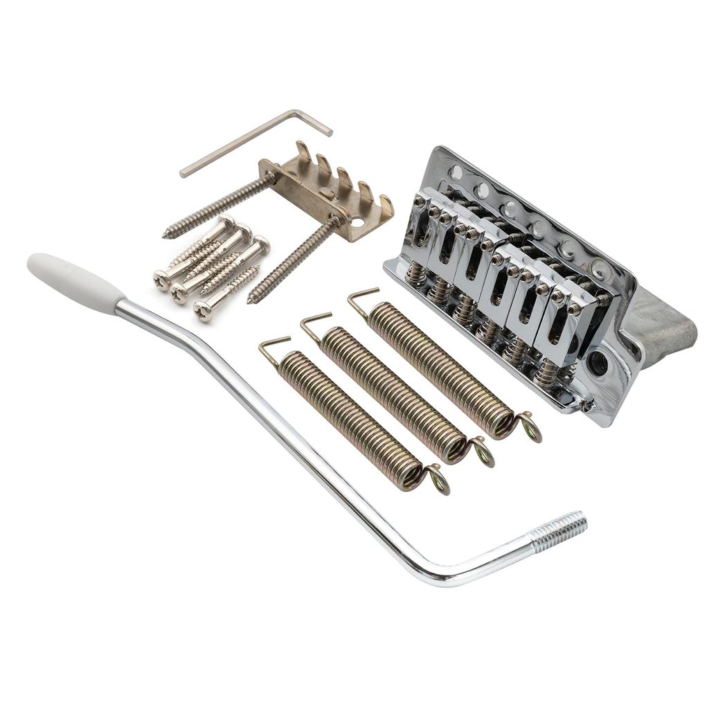 Musiclily Pro 10.5mm Modern 6-Point Tremolo Unit Bridge with 36mm Short Block for Squier Stratocaster Electric Guitars, Chrome