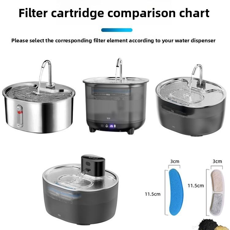 Pet water dispenser filter cartridge, filter cotton for cat water dispenser, resin activated carbon purification filter cotton cartridge, 2-pack