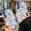 Чехол для телефона: 2D Плоский Защитный Чехол для Samsung Galaxy A34 A35 M05 M06 S20 S22 S21 FE Plus 5G, Девушка с Синими Волосами и Маленьким Белым Котом, Рождество и Хэллоуин