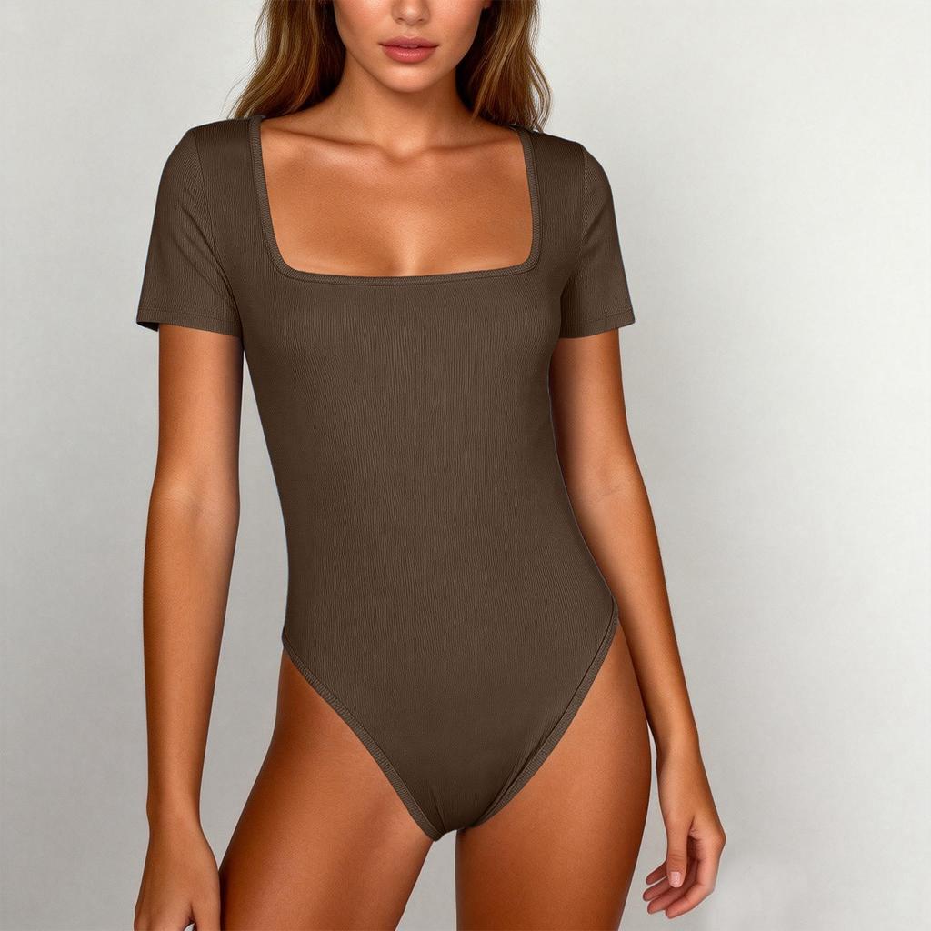 Женский летний спортивный компрессионный боди с коротким рукавом