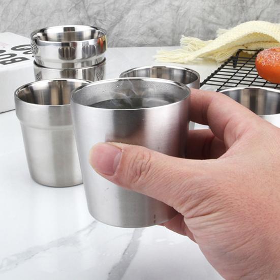 175ML Water Cup Heat-resistant Minimalist Stainless Steel Double-layer Design Drinking Mug Household Supplies