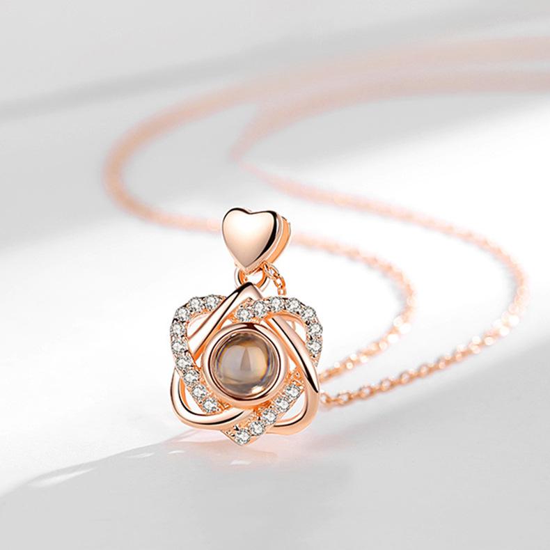 Six Point Star Projection Necklace for Female Japanese and Korean Simple Students, Mori Series Double Heart Customized Pendant Clavicle Chain