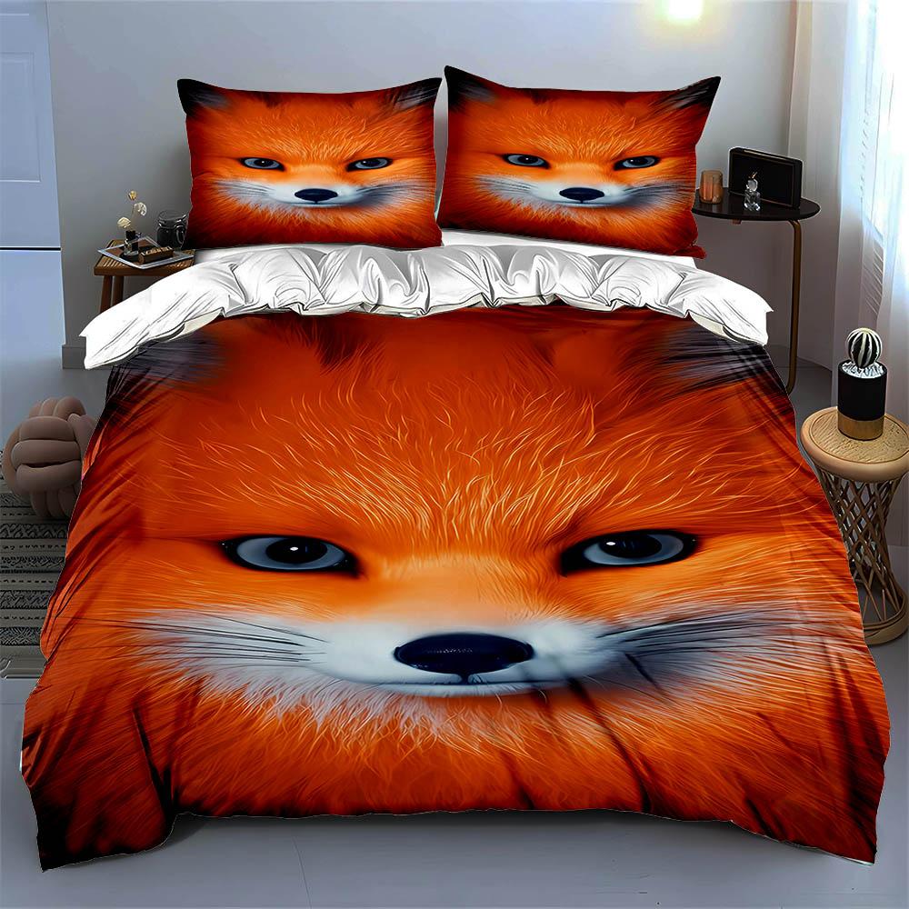 Fox face illustration. Bedding Duvet cover sets Duvet covers Pillowcases gifts (1 * Duvet Cover 2 * Pillowcases, without duvet insert)