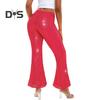 Women High Waist Sparkling Pants Wide Leg Flared Trousers Sequin Bling Party Slacks Glitter Night Out Pants Clubwear
