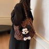 Нишевый дизайн леопардовый принт повседневная модная сумка женская новая сумка-тоут с куклой Микки большая вместимость легкая сумка для покупок