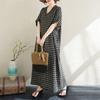 2025 Plus Size Summer Women Long Dress Oversized Loose Casual V-Neck Basic Plaid Vintage Dress