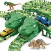Детская развивающая железная дорога с динозаврами, мальчики сделай сам, разнообразие для сборки электрического парка американских горок с динозаврами