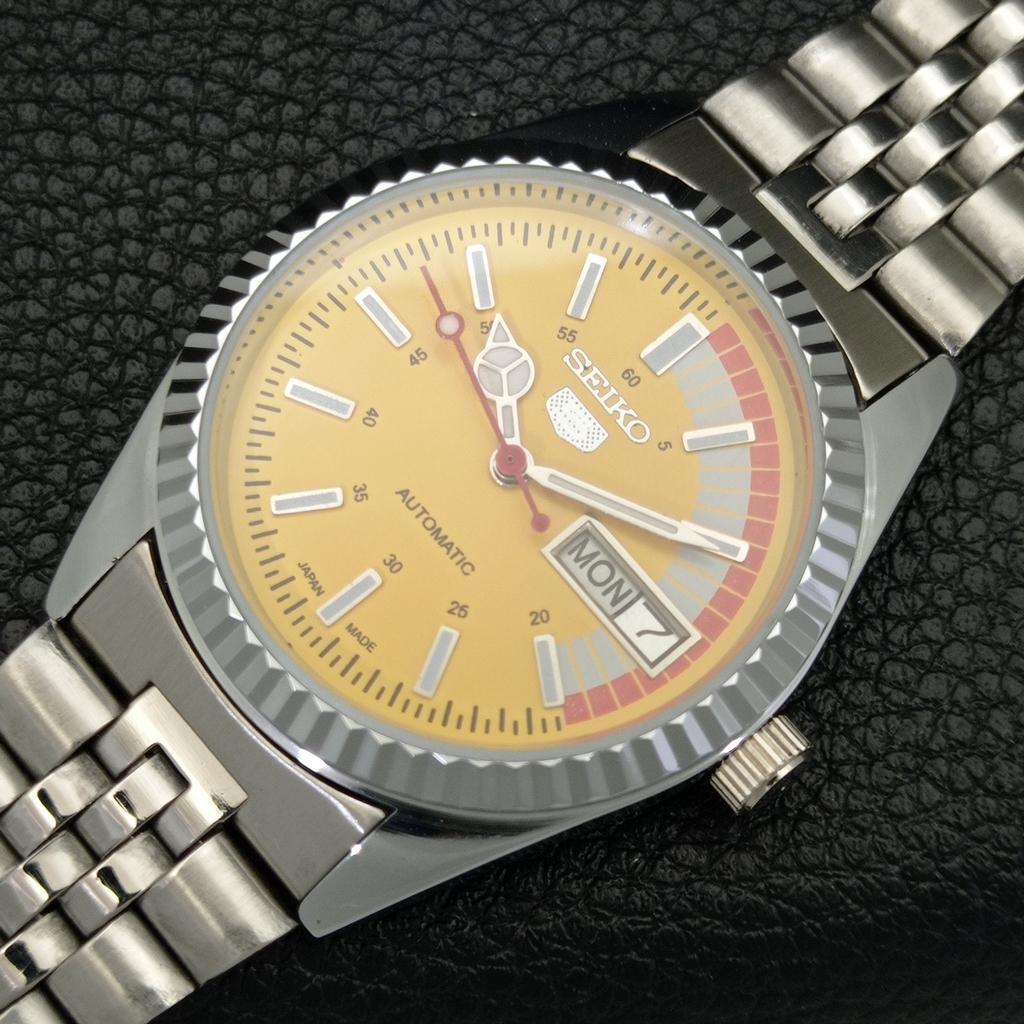 REFURBISHED VINTAGE SEIKO 5 AUTOMATIC 6309A JAPAN MENS YELLOW WATCH A440838-4 Sk-a440838
