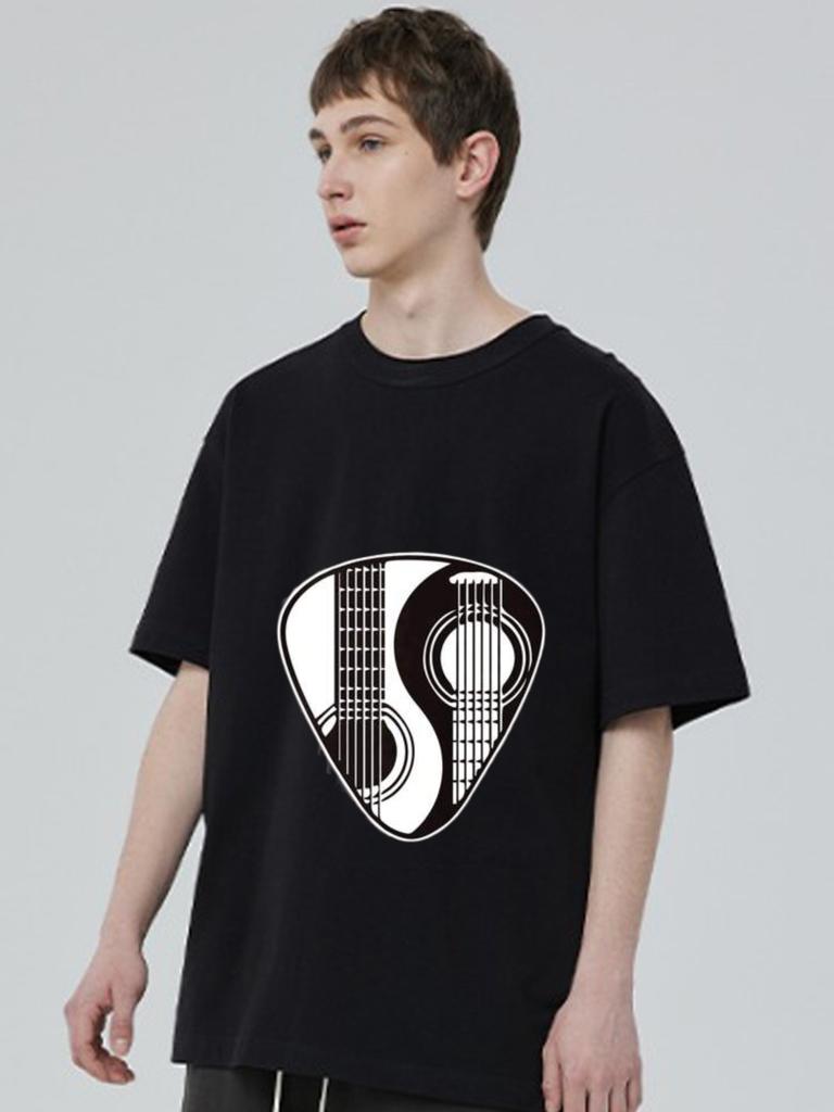 Черная футболка с дизайном медиатора, вдохновленная музыкой, повседневная одежда для мужчин и женщин, уличная мода, эффектный топ