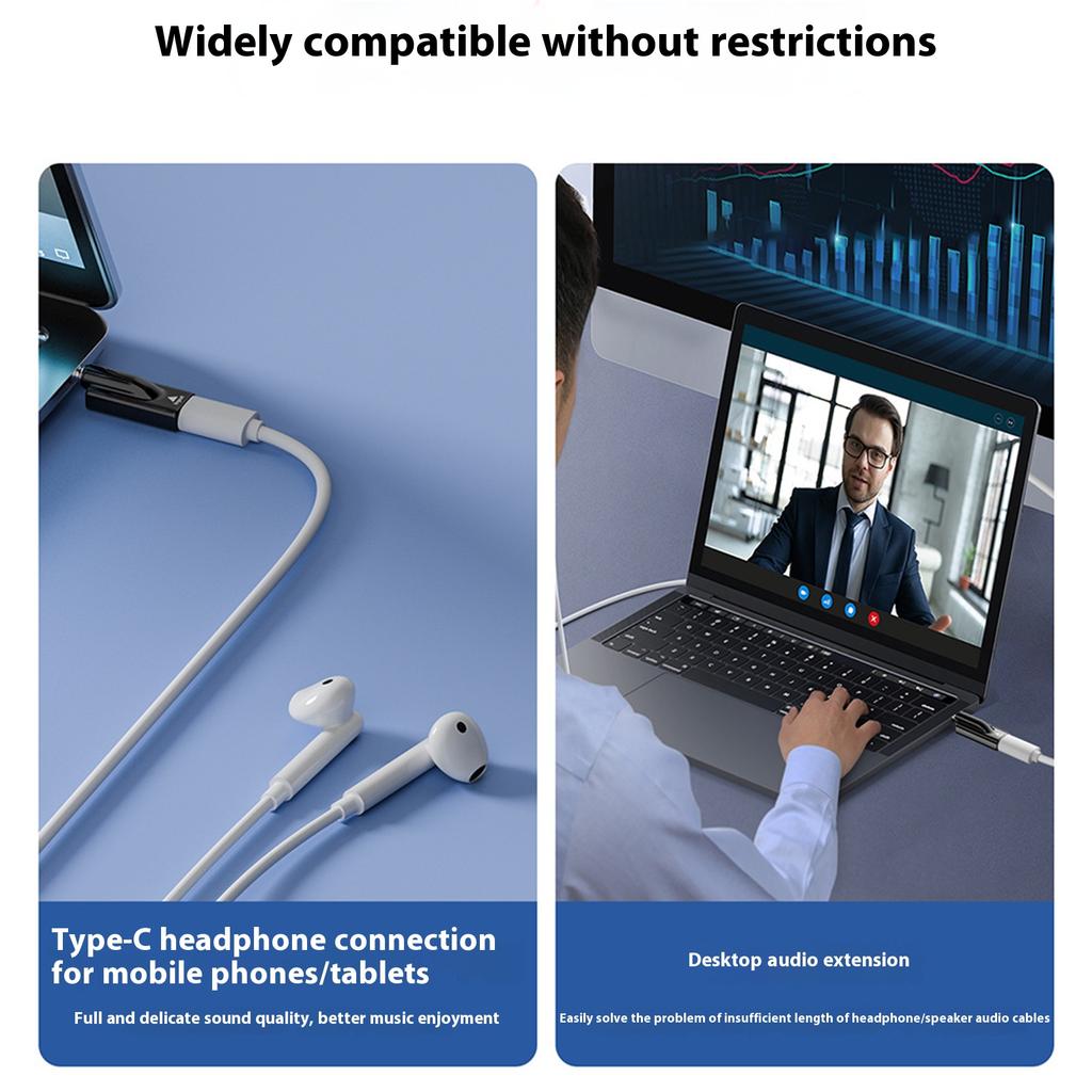 USB C female на 3,5 мм male/female Адаптер для наушников Бесшовное переключение устройств Компактный дизайн для использования в дороге