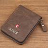 Men's Short Wallet Card Holder Zipper 3 Fold Purse Leather Money Clip Retro Casual Buckle Square Bag