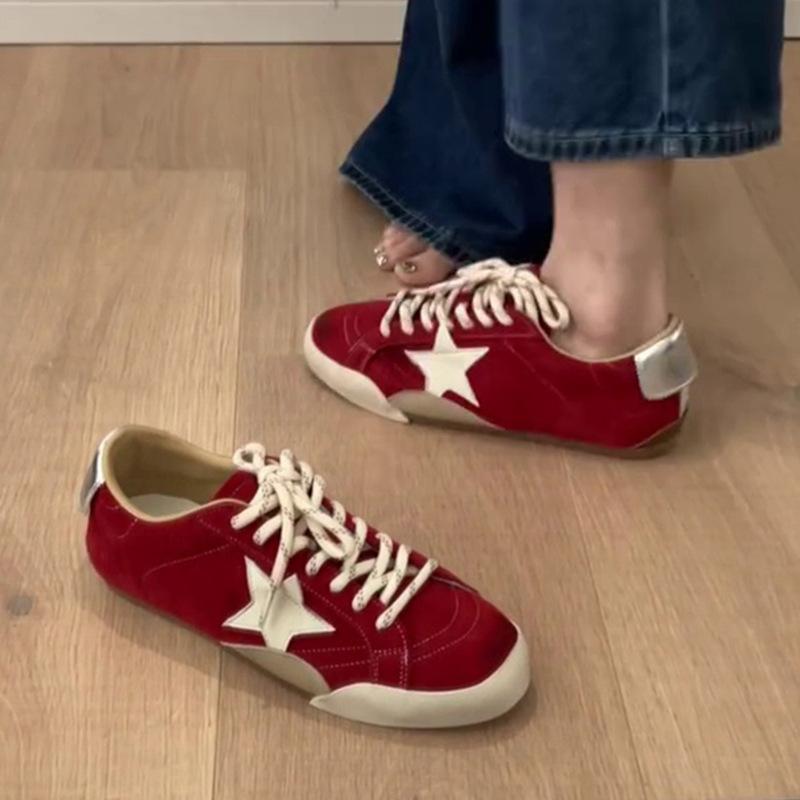 Версия из коровьей кожи~ Корейские нишевые ретро немецкие тренировочные туфли женские на шнуровке универсальные кеды-звезды старые повседневные туфли Форреста Гампа тренд